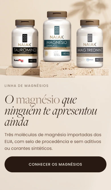 Frascos de Tauromind, Magnésio Dimalato e Mag Treonin da Naiak