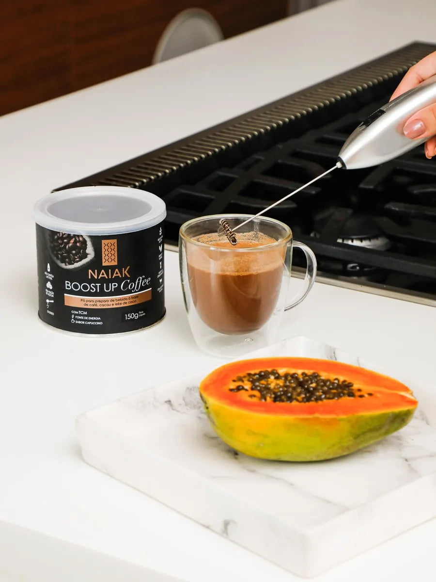 Boost Up Coffee Naiak com café cremoso e mamão