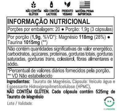 Tabela nutricional do Tauromind Naiak